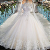 HW35 Luxury high neck wedding gowns with long cape and train