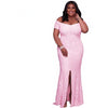 MX140 Elegant Plus Size Off Shoulder Lace Party dresses (Pink/White)