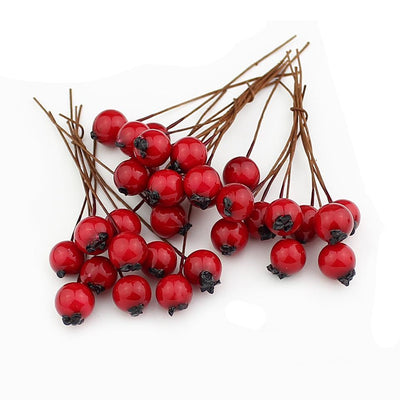 DIY23 : 50 pcs/lot Artificial Red Berries for Wedding & Occasion Decor