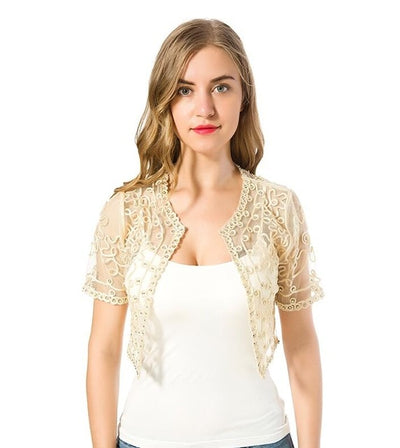 TJ45 Summer See through Lace  Short Jackets(2 Colors)