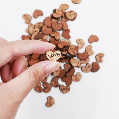 DIY12 : 100Pcs/pack Wooden Hearts craft for Wedding Decoration