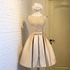 BH42 Formal Sleeveless Lace Satin Short Bridesmaid Dresses (5 Colors)