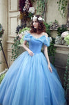 CG67 Light Blue Off Shoulder With Butterfly  Quinceanera Dress