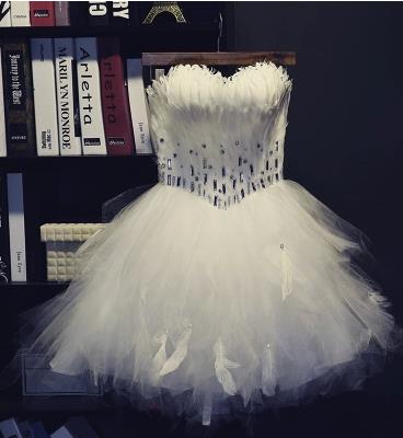 BH71 Strapless Feather Homecoming Dresses