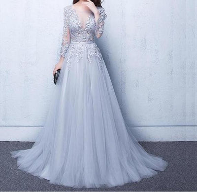 BH43 Elegant Lace Backless Bridesmaid Dresses (3 Colors)