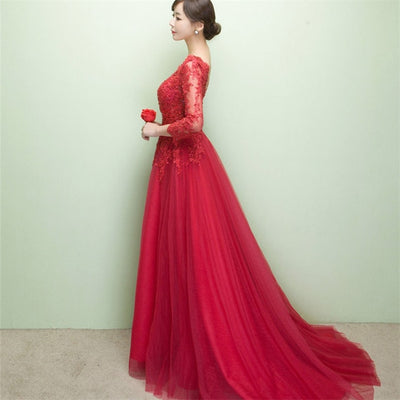 BH43 Elegant Lace Backless Bridesmaid Dresses (3 Colors)