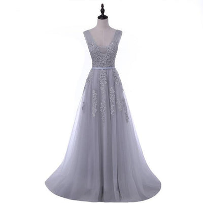 PP119 Lace V-neck Prom Dresses (10 Colors)