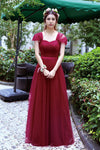 BH02 : 4 styles Burgundy long Bridesmaid Dresses