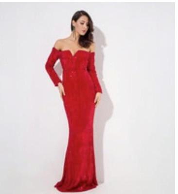 PP103 Long Sleeve Elastic Sequin Prom Dresses(4 Colors)