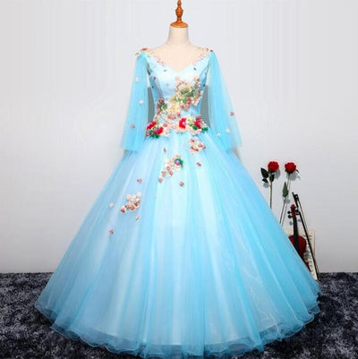 CG29 Floral 3D Long Sleeves Quinceanera dresses(2 Colors)