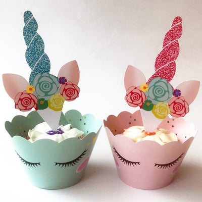 DIY66 Unicorn Toppers Cake+ Cupcake Wrappers