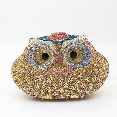 CB99 Full diamonds Owl  shape Minaudiere  Bags (13 Colors)