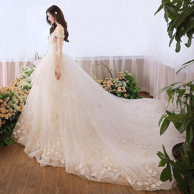 CW122 New Design Floral lace up wedding dress