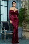 PP103 Long Sleeve Elastic Sequin Prom Dresses(4 Colors)