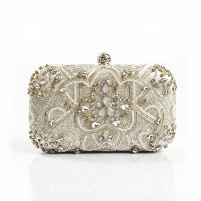CB06 Luxury Pearl Beaded Diamond Evening Clutch Bag