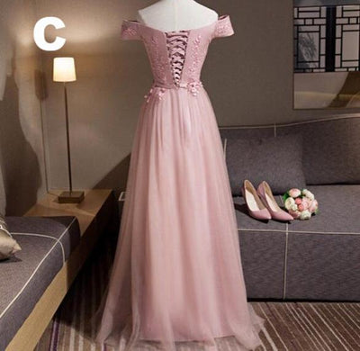 BH34 : 4 Styles  Pink Long Bridesmaids Dresses
