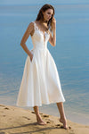 SS28 Satin Tea-Length Beach Wedding Dresses
