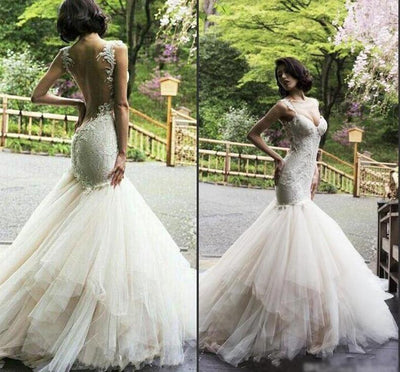 CW22 Plus Size Embroidery Mermaid Wedding Dress