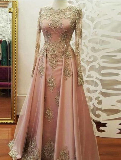 LG55 Long sleeves beaded Evening Gowns (Custom colors )