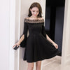 MX29 Off the Shoulder Lace Dresses(Black/White)