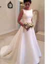 CW01 Plus size Satin A-Line Backless Bow Wedding Gown
