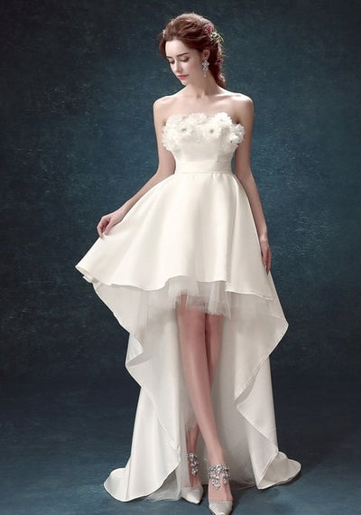SS03 Flower Short Front Long Back Wedding Dresses