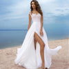 CW35 Plus Size Appliques Chiffon Beach Wedding Dress