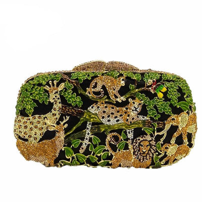 CB14 Bling Animal in Forest crystal Bridal Clutch Bag (4 Colors)