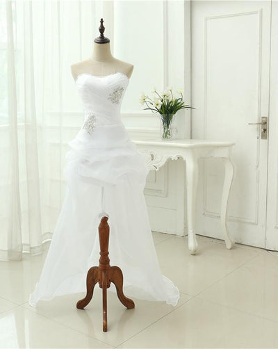 SS05 Strapless beaded Front Short Back Long  Wedding Dress