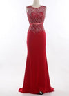 LG69 Plus Size Sleeveless Crystal Beaded Prom Gowns (4 Colors)