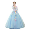 CG27 Plus Size Floral 3D Light Blue Ball Gowns