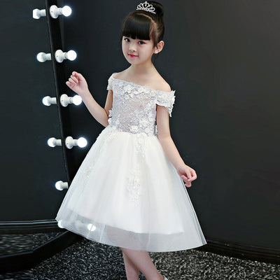 FG26 boat neck lace Flower Girl Dress(3 Colors)