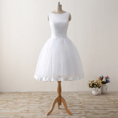 SS67 Simple Backless with Bow Beach Wedding Dresses