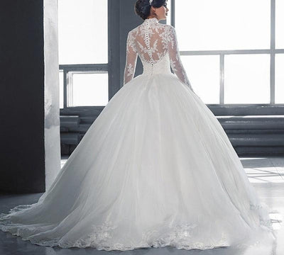 CW61 High Neck Long Sleeves Wedding Dress