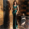 PP116 V Neck Embroidery Mermaid Evening Dresses (3 Colors)
