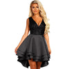 BH128  deep V-neck Sleeveless Satin Homecoming Dress (Black/Pink)