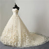 CW120 Plus size Champagne Tulle Pearls 3D Floral wedding Dress