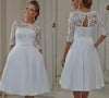 SS69 Elegant half Sleeves lace A-line short Wedding Dress
