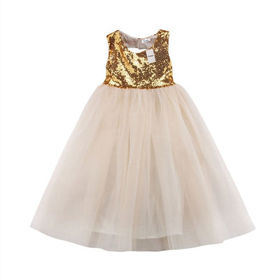 FG84 Sequins Backless Girl Dresses (Gold/Silver)