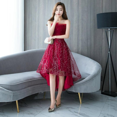 PP132 Short Front Long Back Prom Dresses(5 Colors)