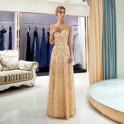 LG109 Luxury Half Sleeve  beaded Evening Dresses (3 Colors )