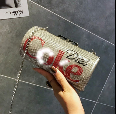 CB38 Diamond Coke design Party Clutch bags(Silver/Red)