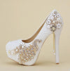 BS152 White Pearl Peacock wedding shoes